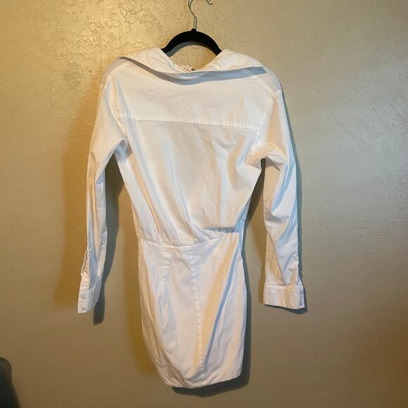 Mable White Long Sleeve Collared Ruched Mini Dress‎ - Size S - Picture 3 of 9